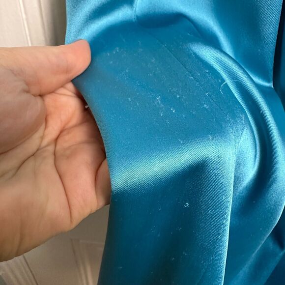 Calvin Klein Dress Womens Medium Blue Pencil Y2K Satin Stretch Prom Homecoming - Picture 5 of 10